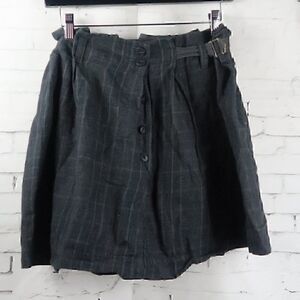 WRAP GREY & BLACK PLAID TRASH BAG STYLE MINI SKIRT SIZE 8